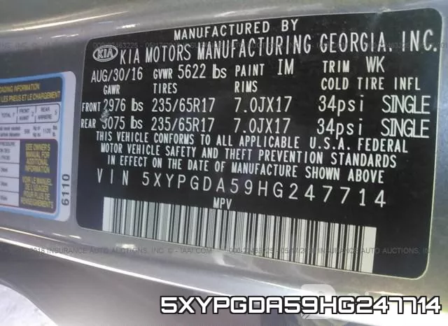 5XYPGDA59HG247714 фото 10