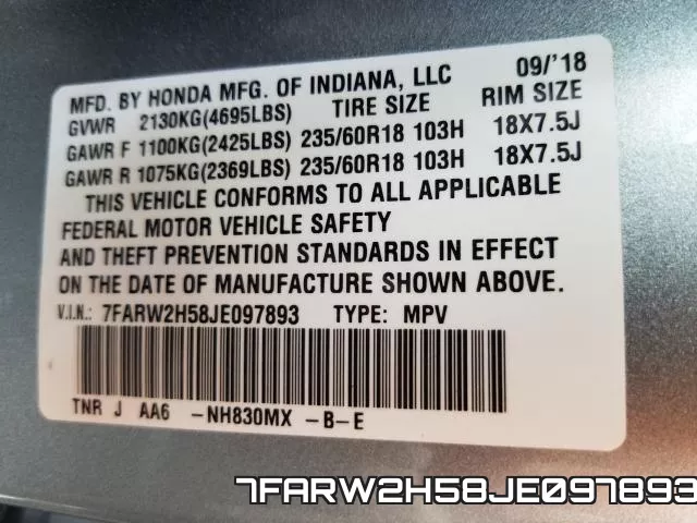 7FARW2H58JE097893 фото 2