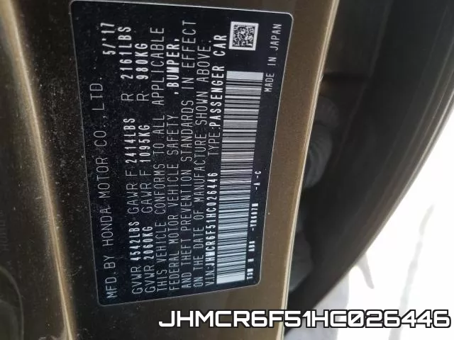 JHMCR6F51HC026446 фото 2