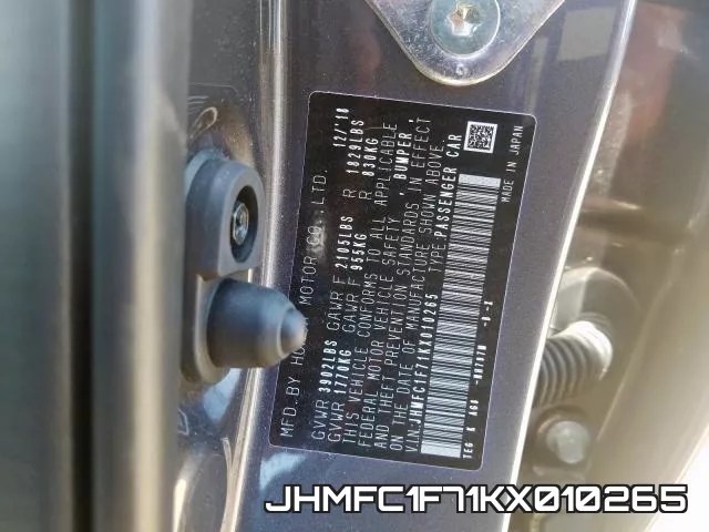JHMFC1F71KX010265 фото 2