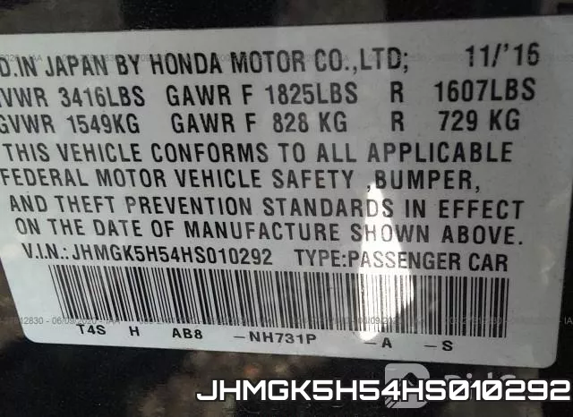 JHMGK5H54HS010292 фото 10