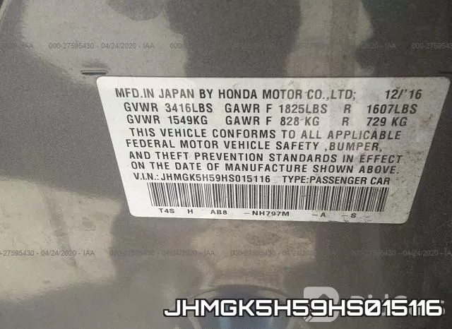 JHMGK5H59HS015116 фото 10