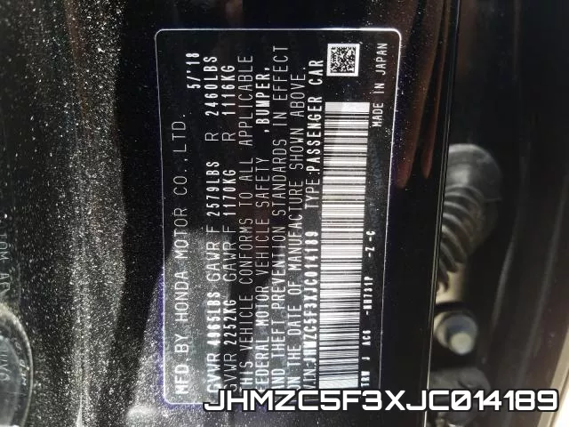 JHMZC5F3XJC014189 фото 2