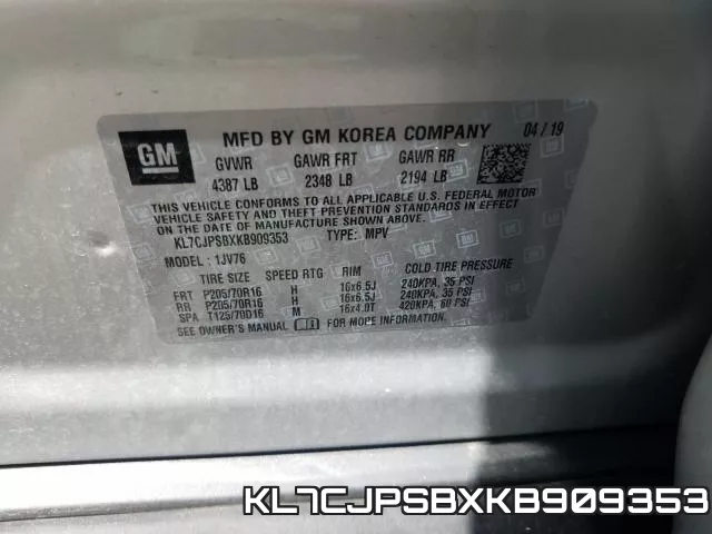 KL7CJPSBXKB909353 фото 2