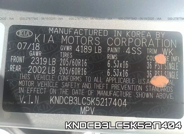 KNDCB3LC5K5217404 фото 10