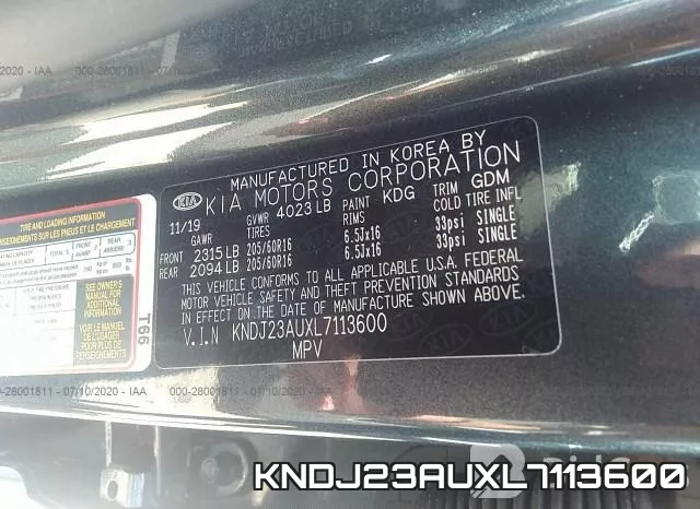 KNDJ23AUXL7113600 фото 10