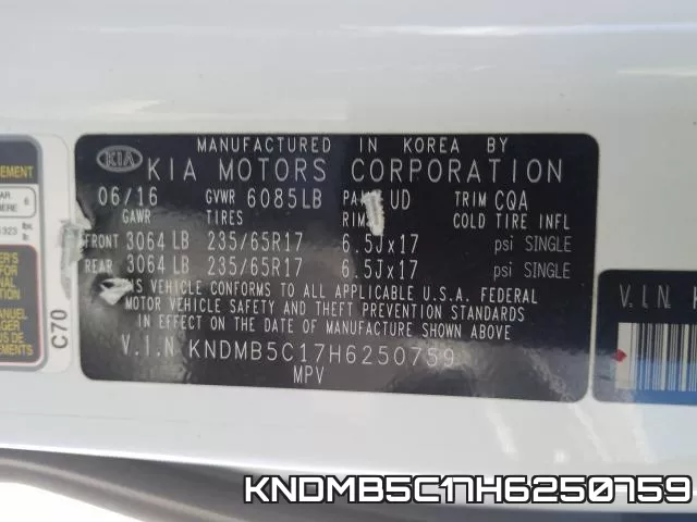 KNDMB5C17H6250759 фото 2