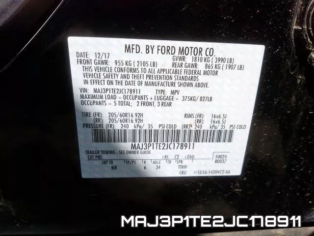 MAJ3P1TE2JC178911 фото 2