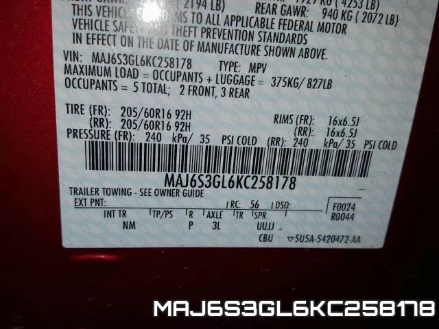 MAJ6S3GL6KC258178 фото 2