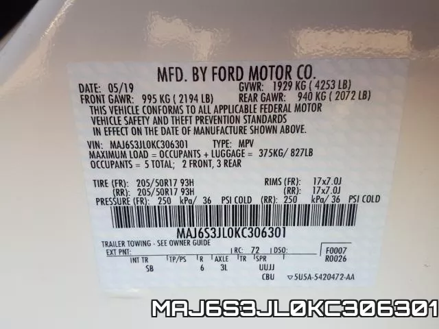 MAJ6S3JL0KC306301 фото 2