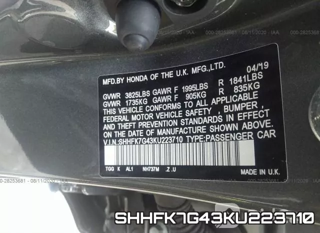 SHHFK7G43KU223710 фото 10