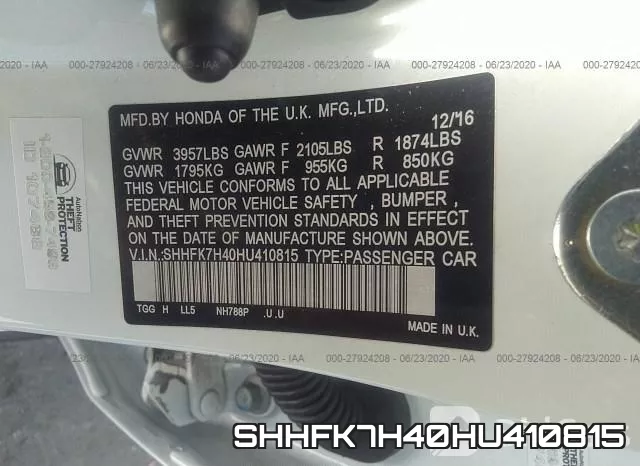 SHHFK7H40HU410815 фото 10