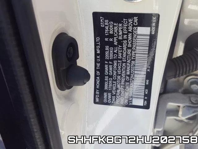 SHHFK8G72HU202758 фото 2