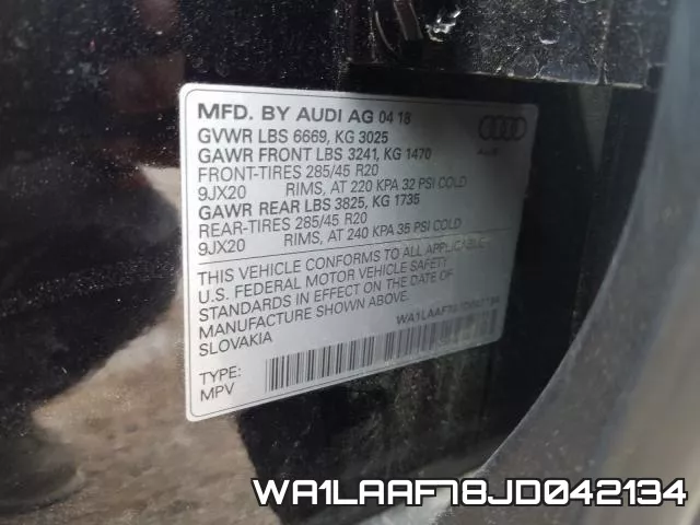 WA1LAAF78JD042134 фото 2