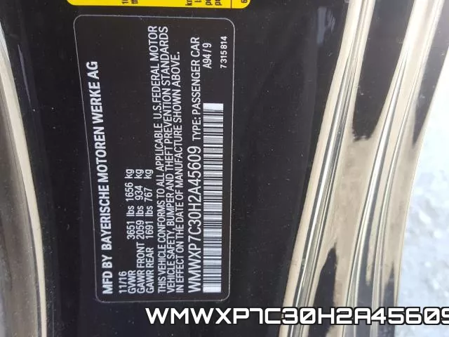WMWXP7C30H2A45609 фото 2