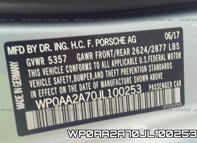 WP0AA2A70JL100253 фото 10