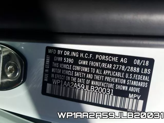 WP1AA2A59JLB20031 фото 2