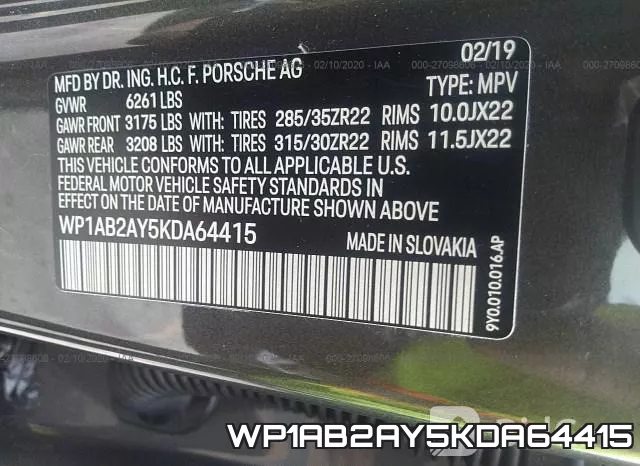 WP1AB2AY5KDA64415 фото 10