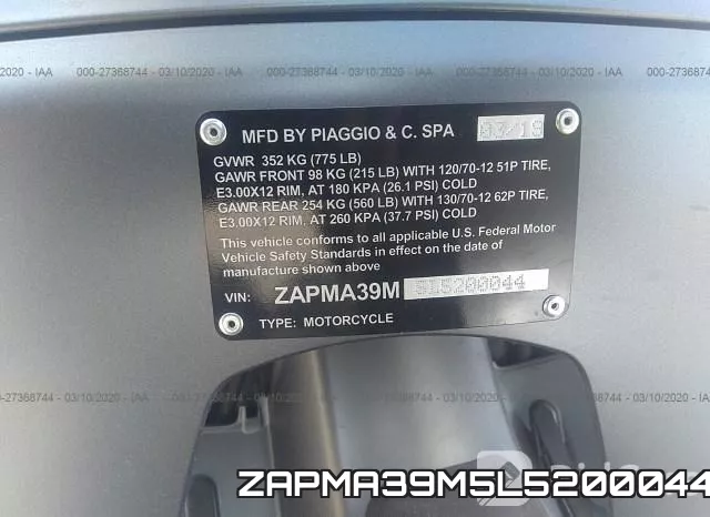 ZAPMA39M5L5200044 фото 2