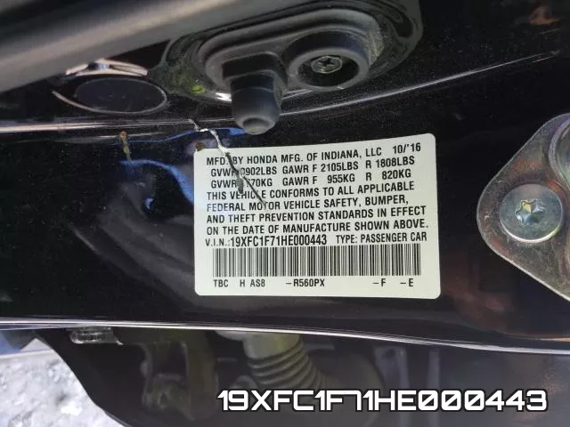 19XFC1F71HE000443 фото 2