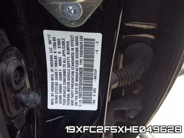 19XFC2F5XHE049628 фото 2
