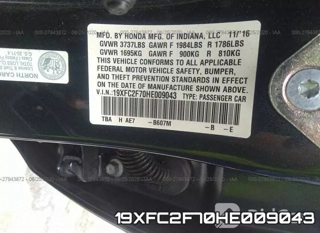 19XFC2F70HE009043 фото 10