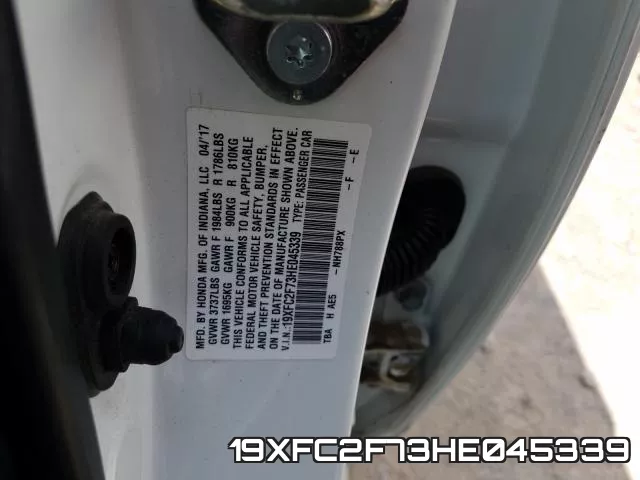 19XFC2F73HE045339 фото 2
