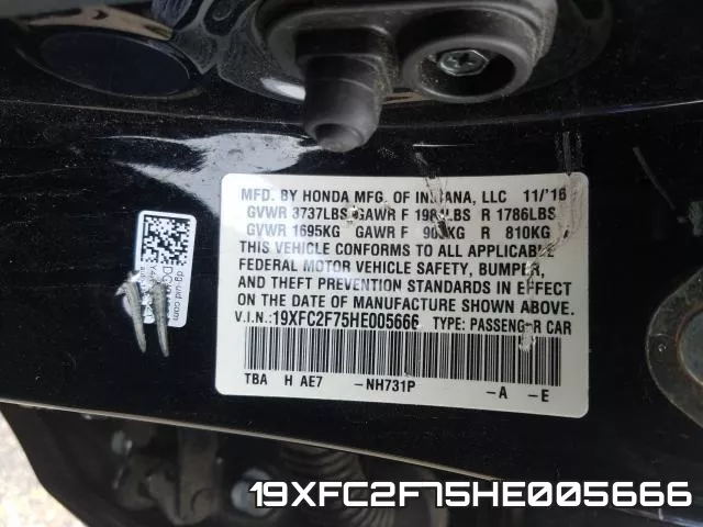 19XFC2F75HE005666 фото 2