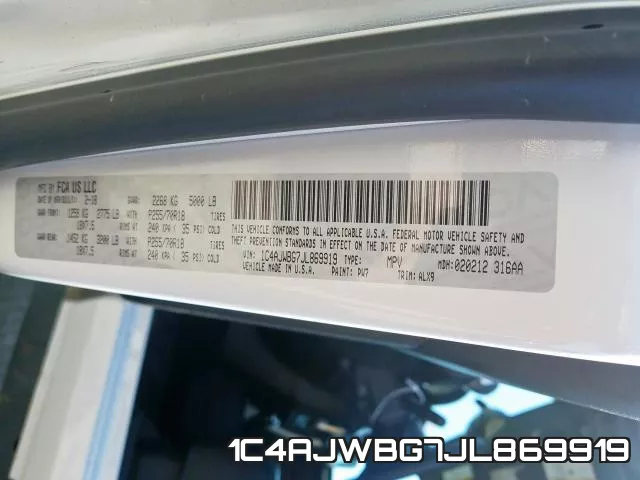 1C4AJWBG7JL869919 фото 2