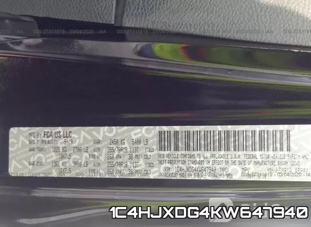 1C4HJXDG4KW647940 фото 10