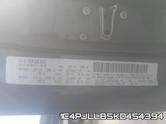 1C4PJLLB5KD454394 фото 2