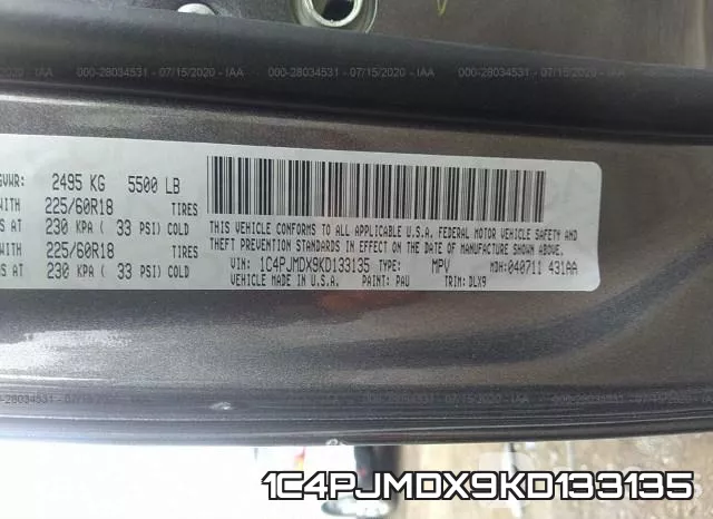 1C4PJMDX9KD133135 фото 10