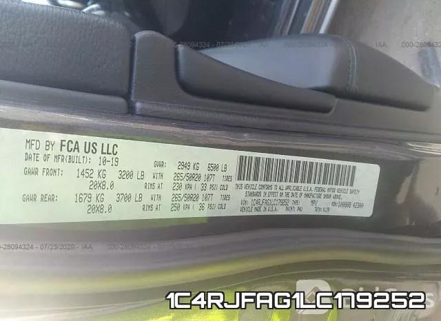1C4RJFAG1LC179252 фото 10