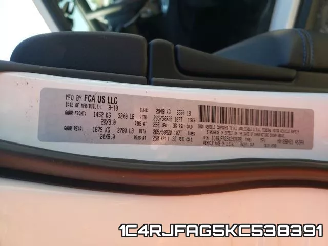 1C4RJFAG5KC538391 фото 2