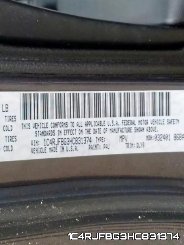 1C4RJFBG3HC831374 фото 2