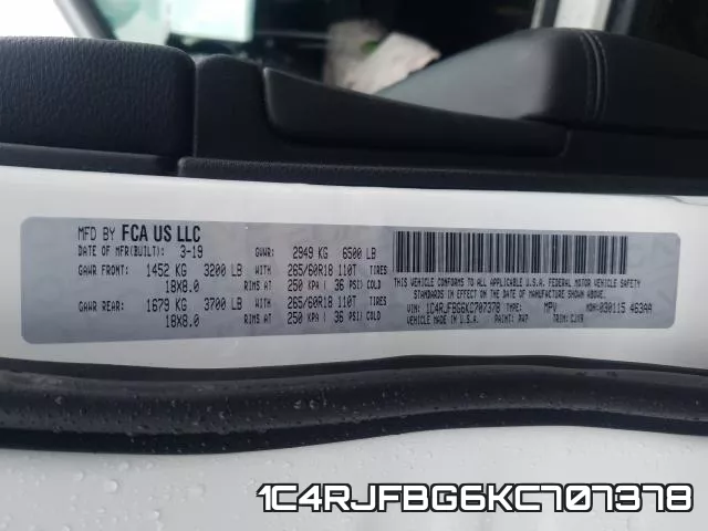 1C4RJFBG6KC707378 фото 2