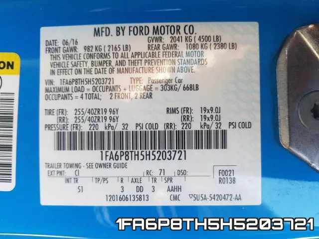 1FA6P8TH5H5203721 фото 2