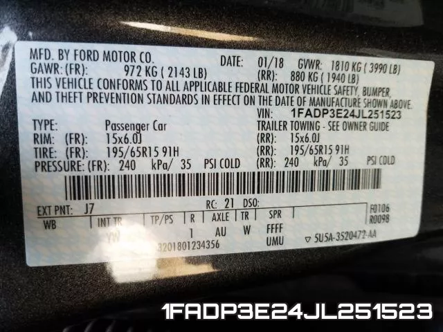 1FADP3E24JL251523 фото 2