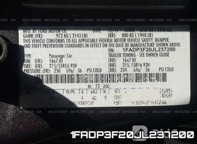 1FADP3F20JL237200 фото 10