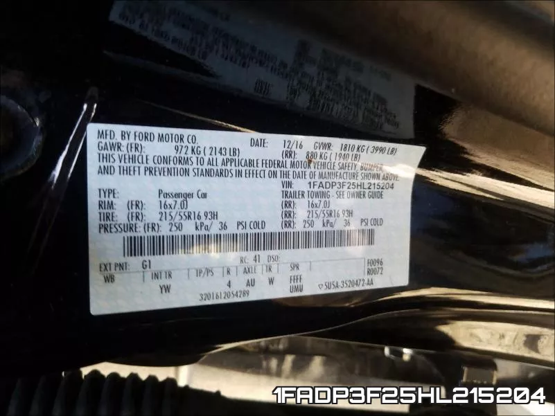1FADP3F25HL215204 фото 2