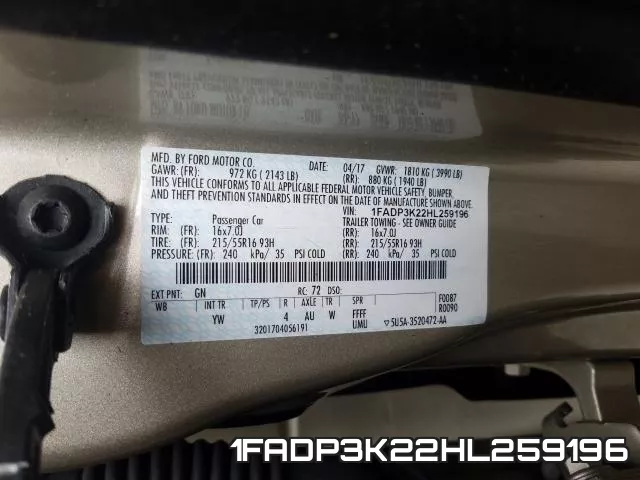 1FADP3K22HL259196 фото 2