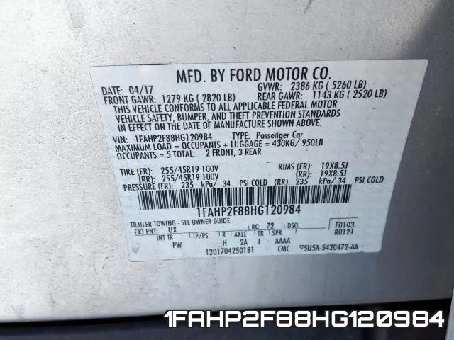 1FAHP2F88HG120984 фото 2