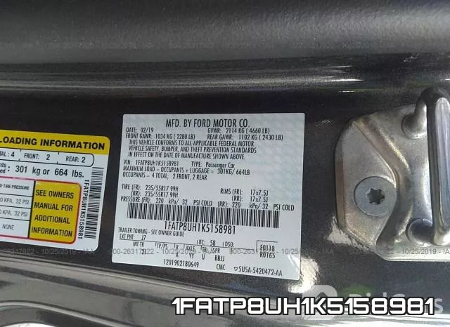 1FATP8UH1K5158981 фото 10