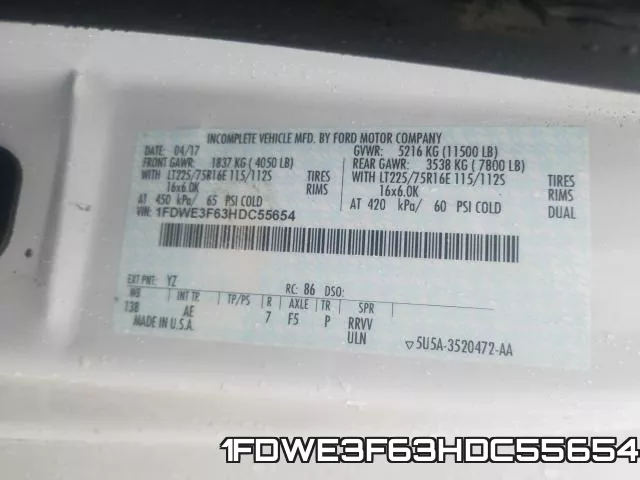 1FDWE3F63HDC55654 фото 2