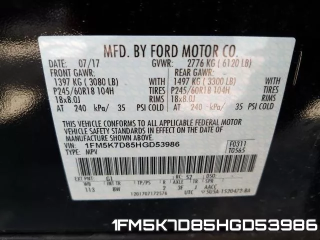 1FM5K7D85HGD53986 фото 2