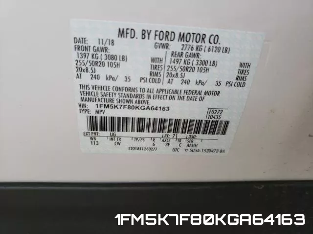 1FM5K7F80KGA64163 фото 2