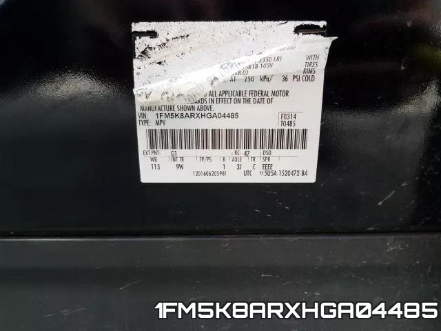 1FM5K8ARXHGA04485 фото 2