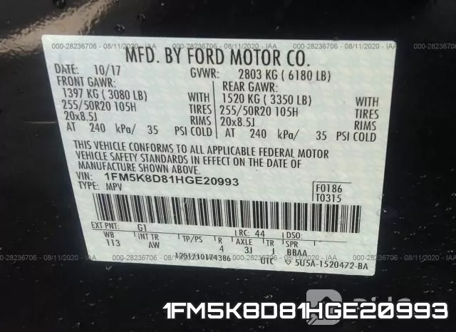 1FM5K8D81HGE20993 фото 10