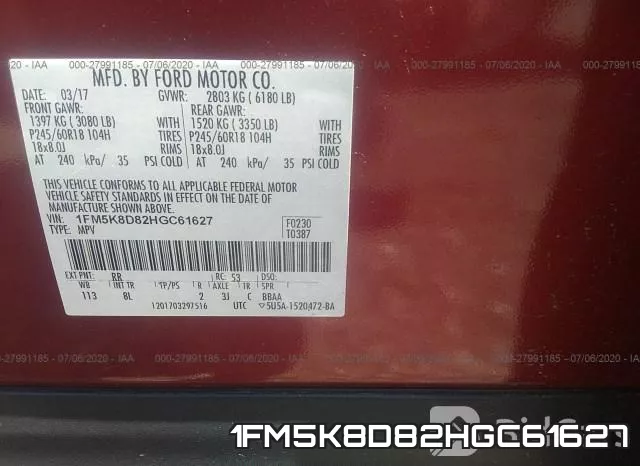 1FM5K8D82HGC61627 фото 10
