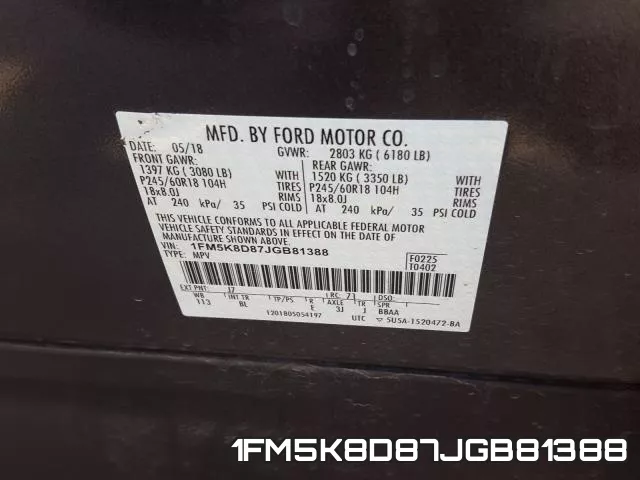 1FM5K8D87JGB81388 фото 2